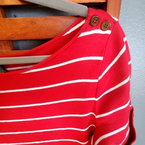 Lauren by Ralph Lauren Size L Red & White Striped dress EUC - Picture 4 of 7